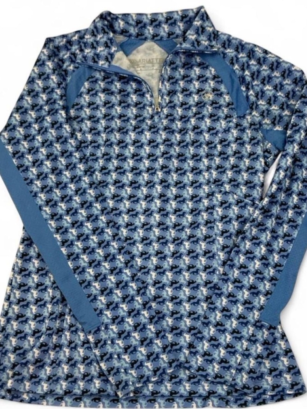Ariat Tek- Blue Horse Patterned Quarter-Zip Women's Long Sleeve
